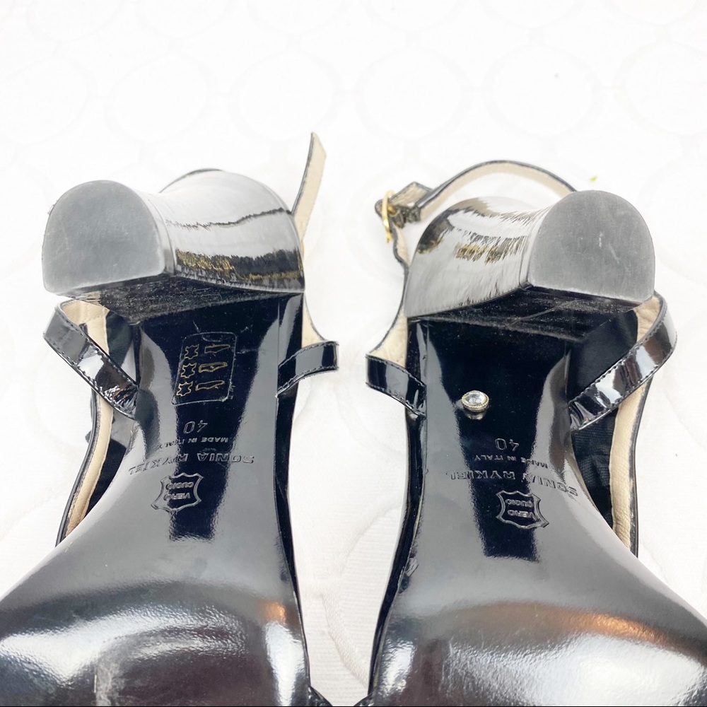 SONIA RYKIEL Ruffle Chunky Wood Heel Sandal Black Size US 10 Euro 40 - Picture 11 of 13